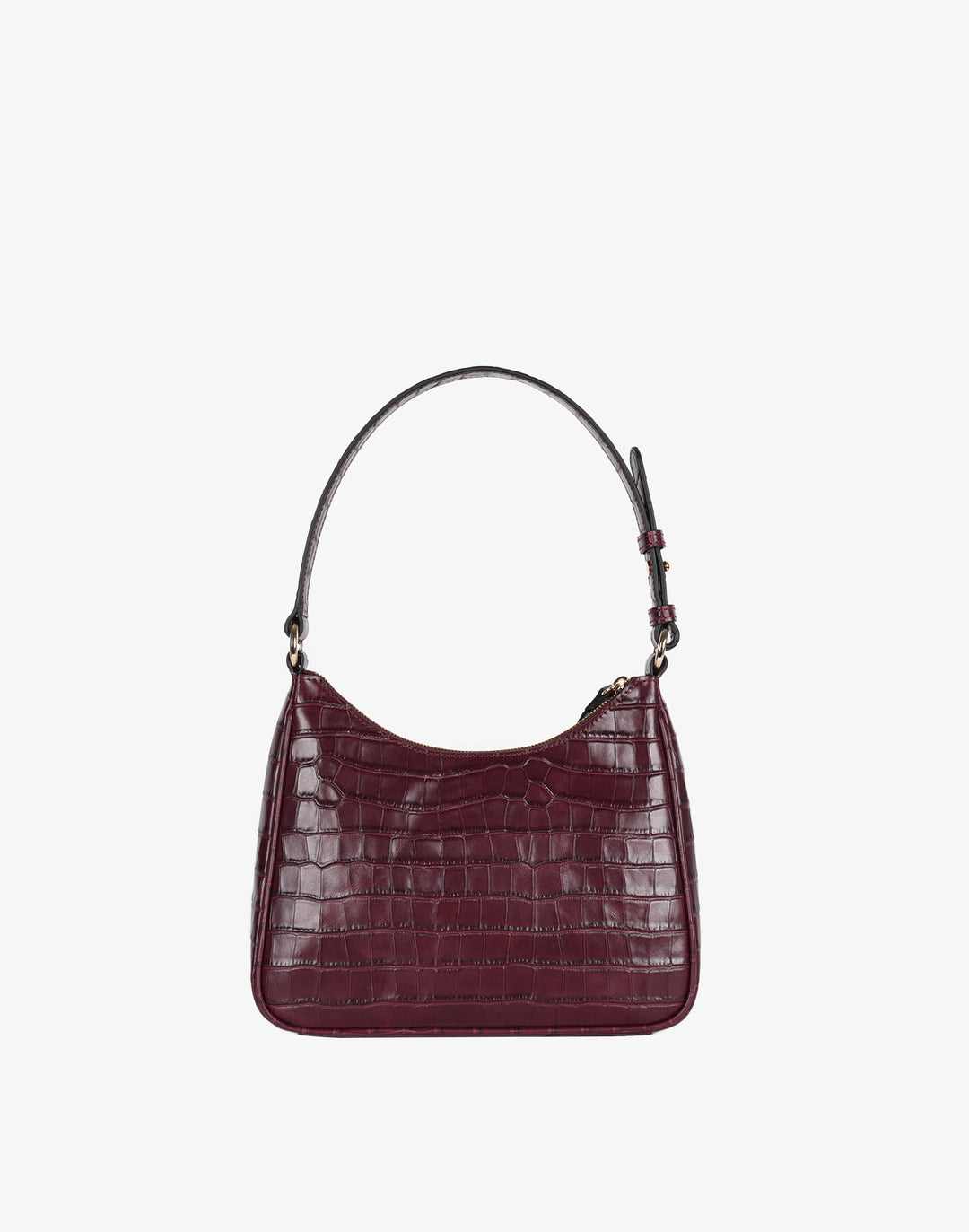  Burgundy Croc-Embossed Italian Leather Tote Handbag