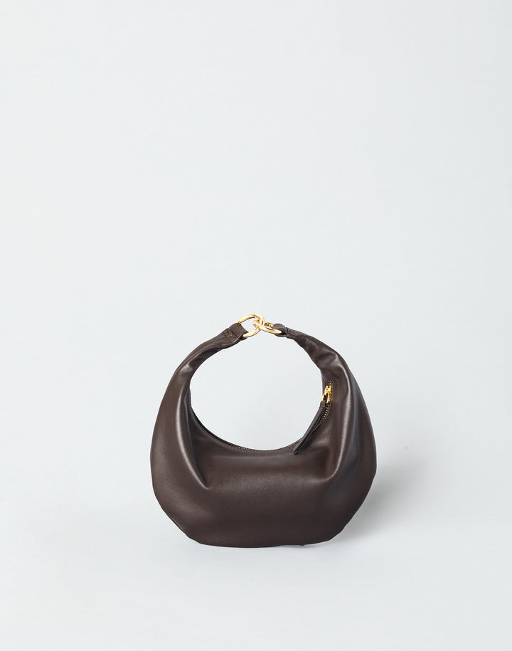 HYER GOODS convertible Mini crescent micro ring bag chocolate brown #color_chocolate