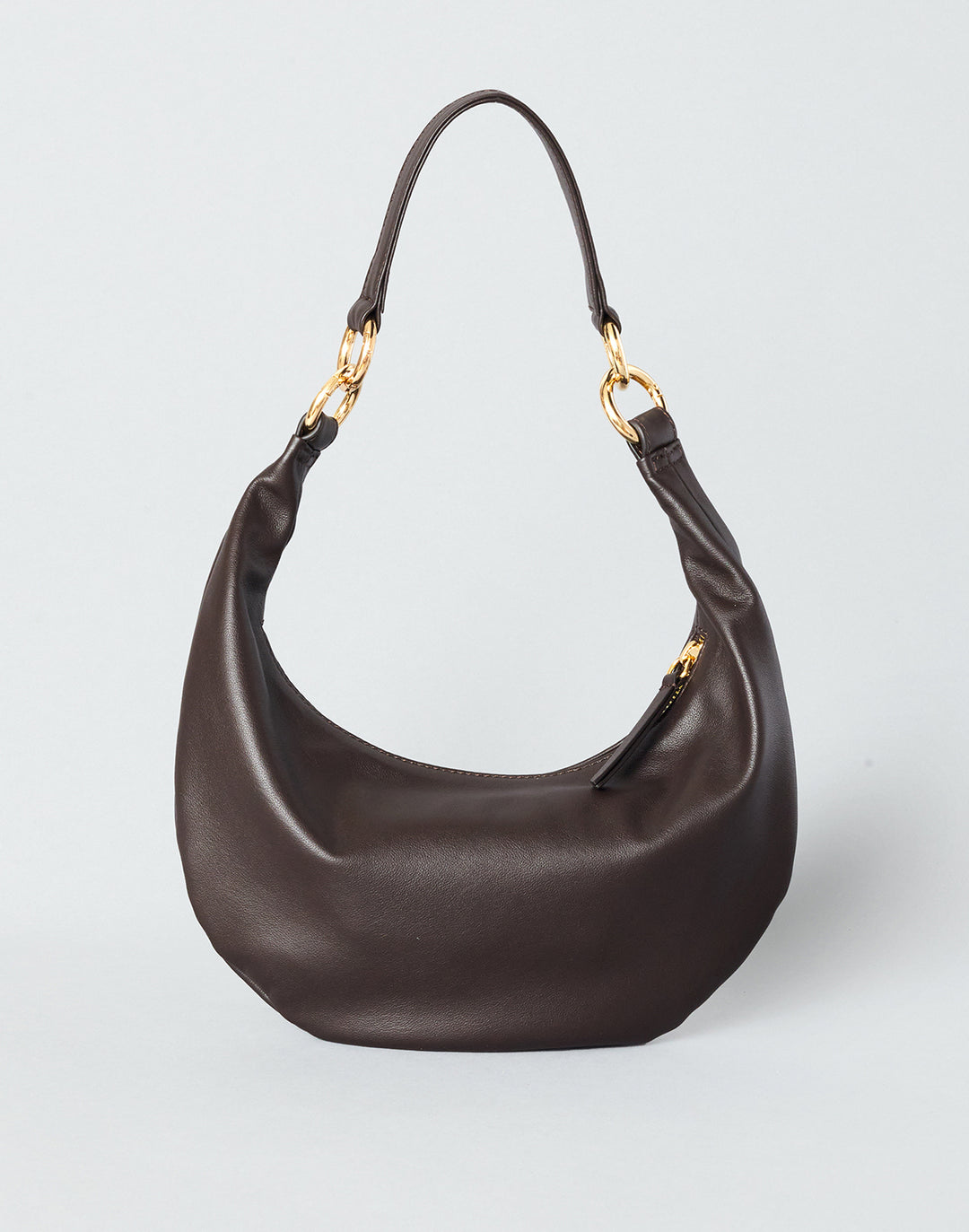HYER GOODS convertible Mini crescent micro ring bag chocolate brown #color_chocolate