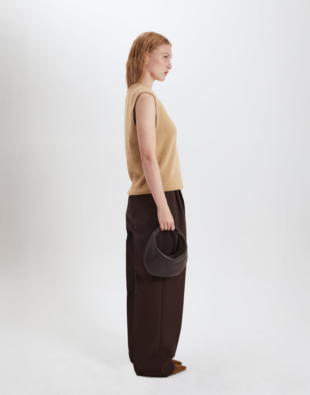 HYER GOODS convertible Mini crescent micro ring bag chocolate brown #color_chocolate