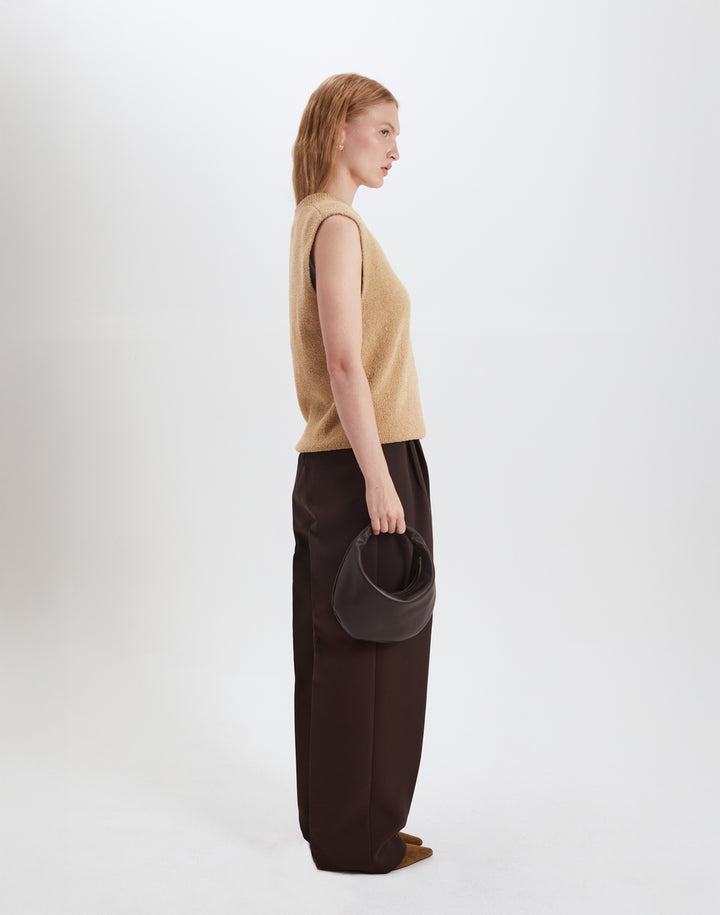 HYER GOODS convertible Mini crescent micro ring bag chocolate brown #color_chocolate