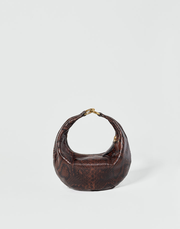 HYER GOODS Mini crescent micro ring bag brown python #color_brown-python-embossed