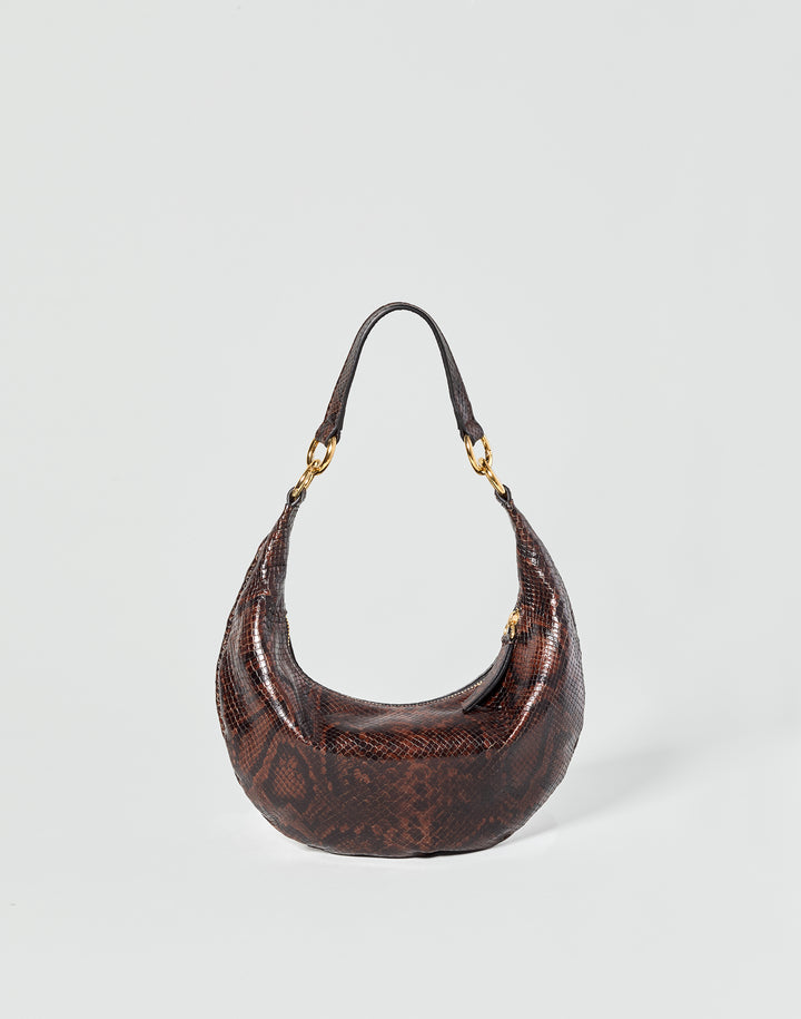 HYER GOODS Mini crescent micro ring bag brown python #color_brown-python-embossed
