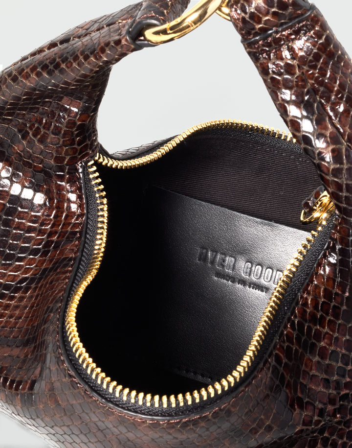 HYER GOODS Mini crescent micro ring bag brown python #color_brown-python-embossed