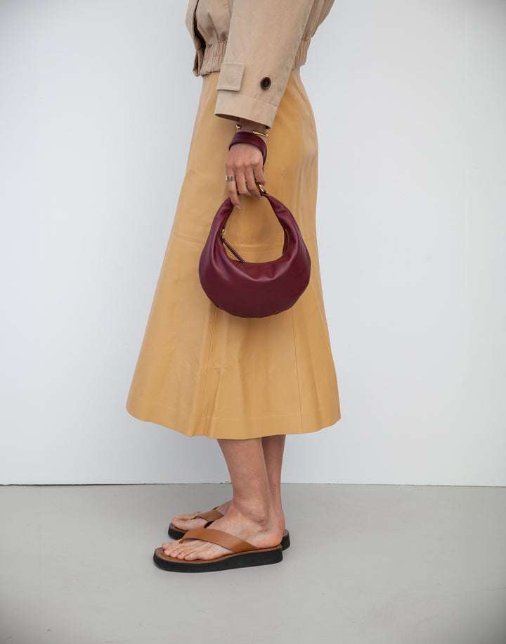 HYER GOODS Mini crescent micro ring bag dark red #color_dark-cherry-red