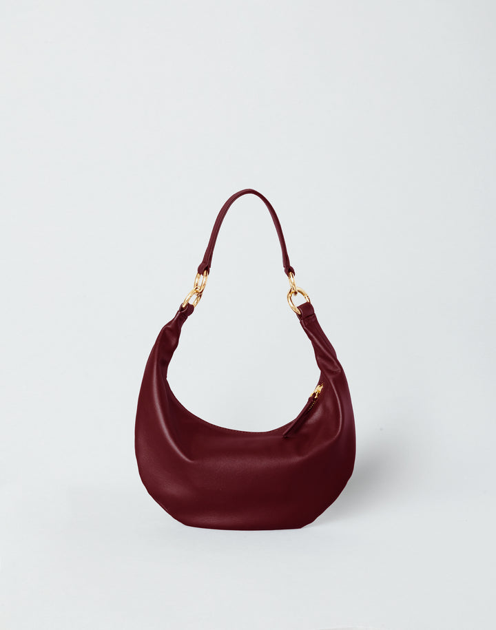 HYER GOODS Mini crescent micro ring bag dark red #color_dark-cherry-red