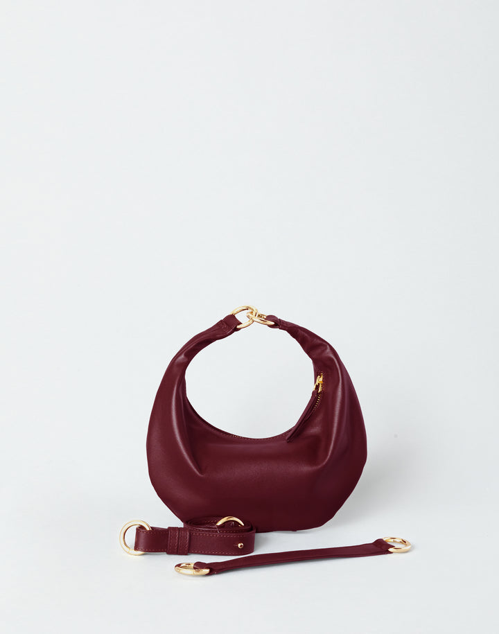 HYER GOODS Mini crescent micro ring bag dark red #color_dark-cherry-red