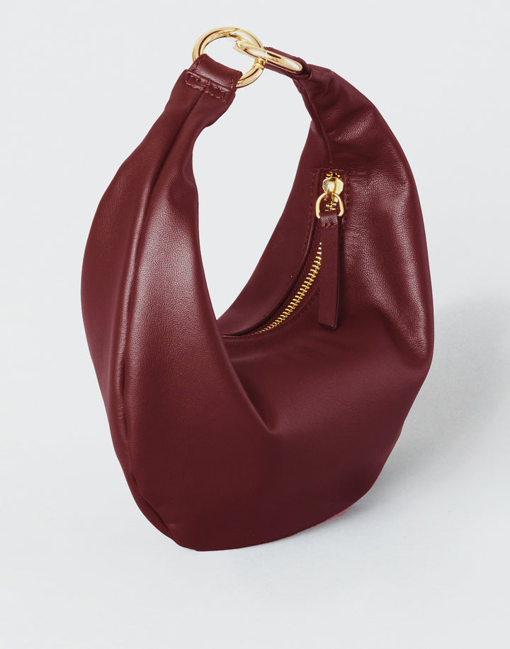 HYER GOODS Mini crescent micro ring bag dark red #color_dark-cherry-red