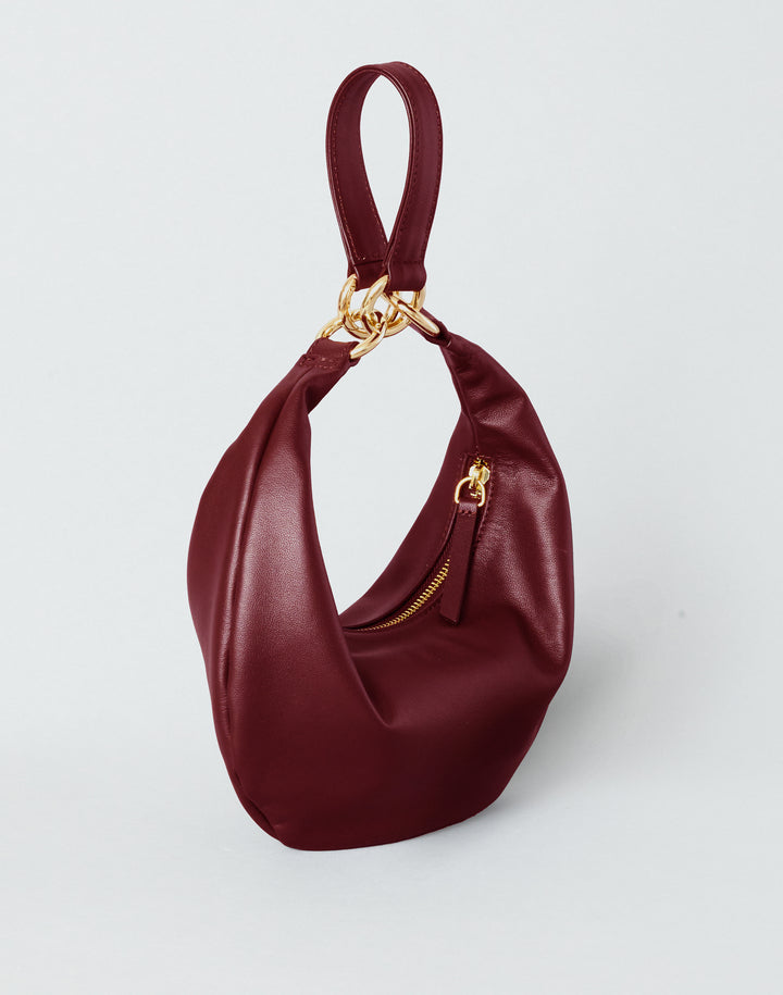 HYER GOODS Mini crescent micro ring bag dark red #color_dark-cherry-red
