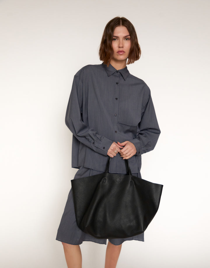 HYER GOODS Mercato soft tumbled leather tote back #color_black