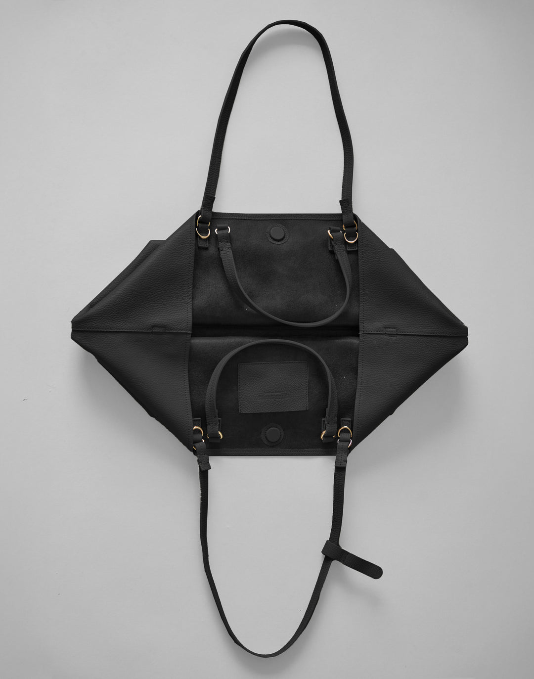 HYER GOODS Mercato soft tumbled leather tote back #color_black