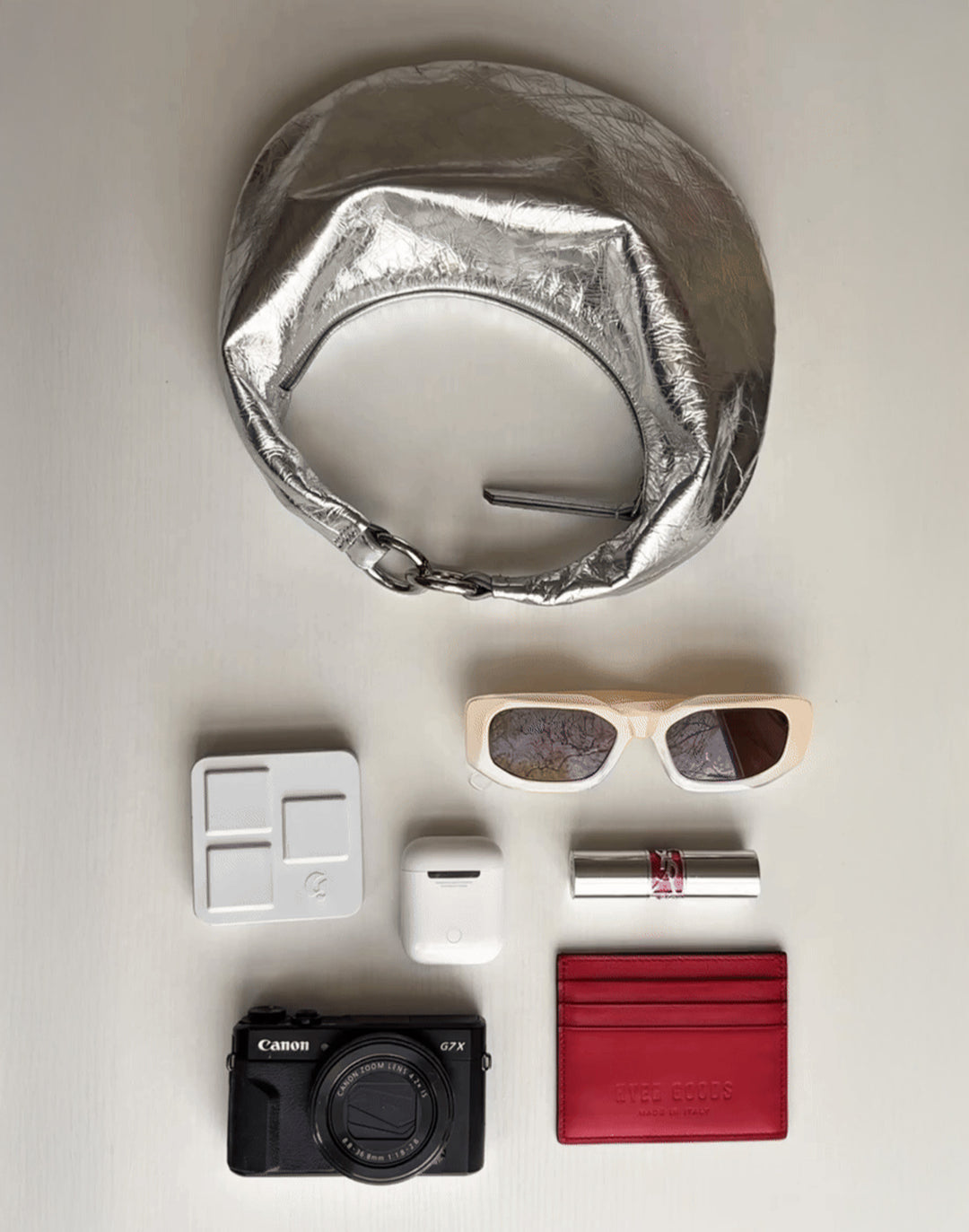 HYER GOODS Mini crescent micro ring bag silver #color_silver