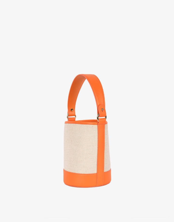 Canvas Mini Bucket Bag - Linen/Orange