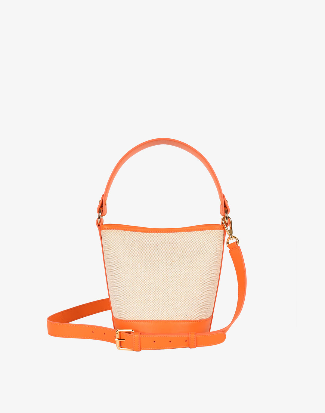 Canvas Mini Bucket Bag - Linen/Orange