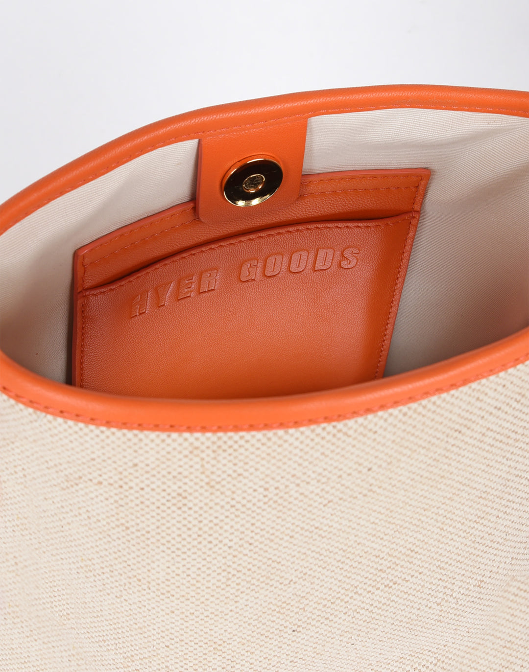 Canvas Mini Bucket Bag - Linen/Orange