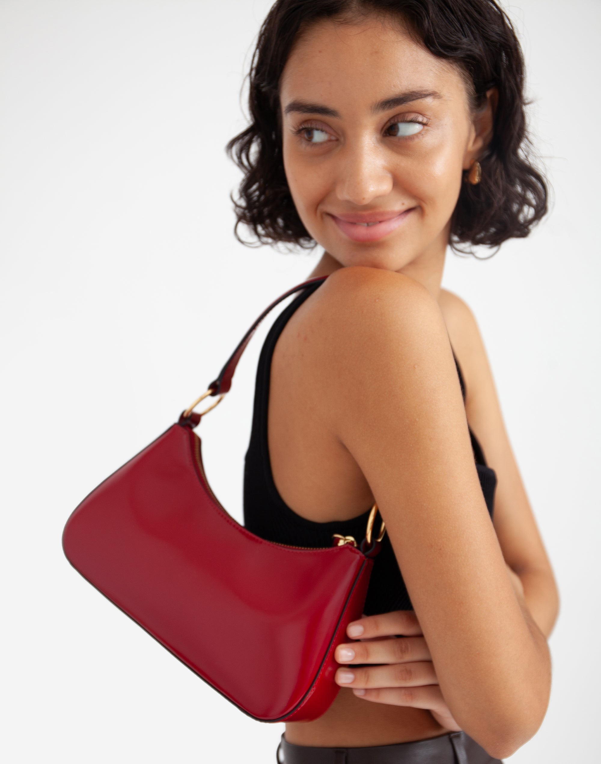 Small red store shoulder bag