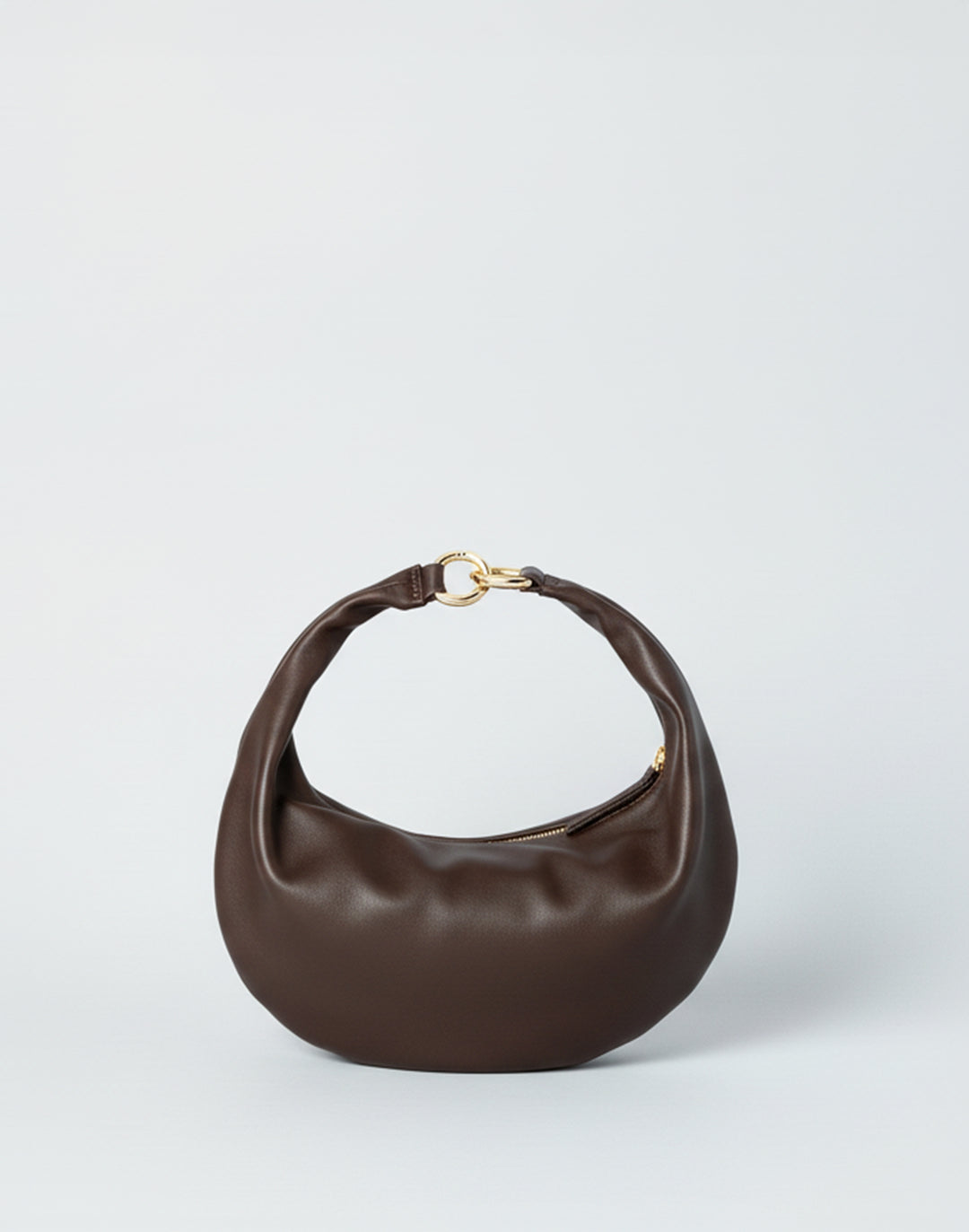 HYER GOODS convertible crossbody hobo  crescent bag Piccola ring bag #color_chocolate