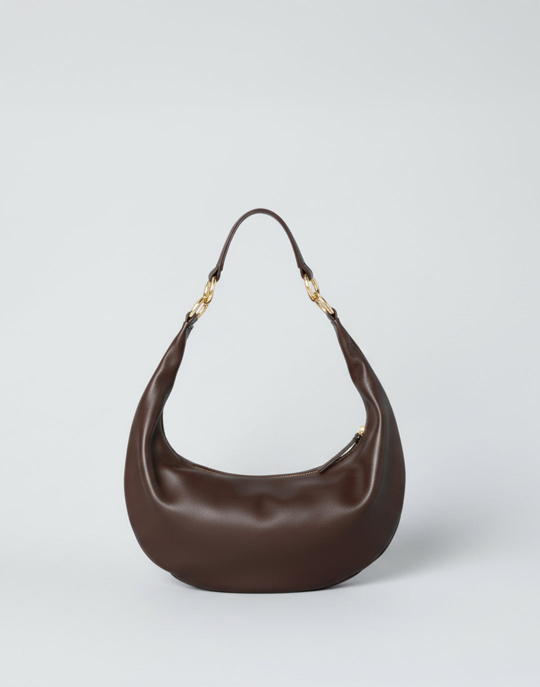 HYER GOODS convertible crossbody hobo  crescent bag Piccola ring bag #color_chocolate