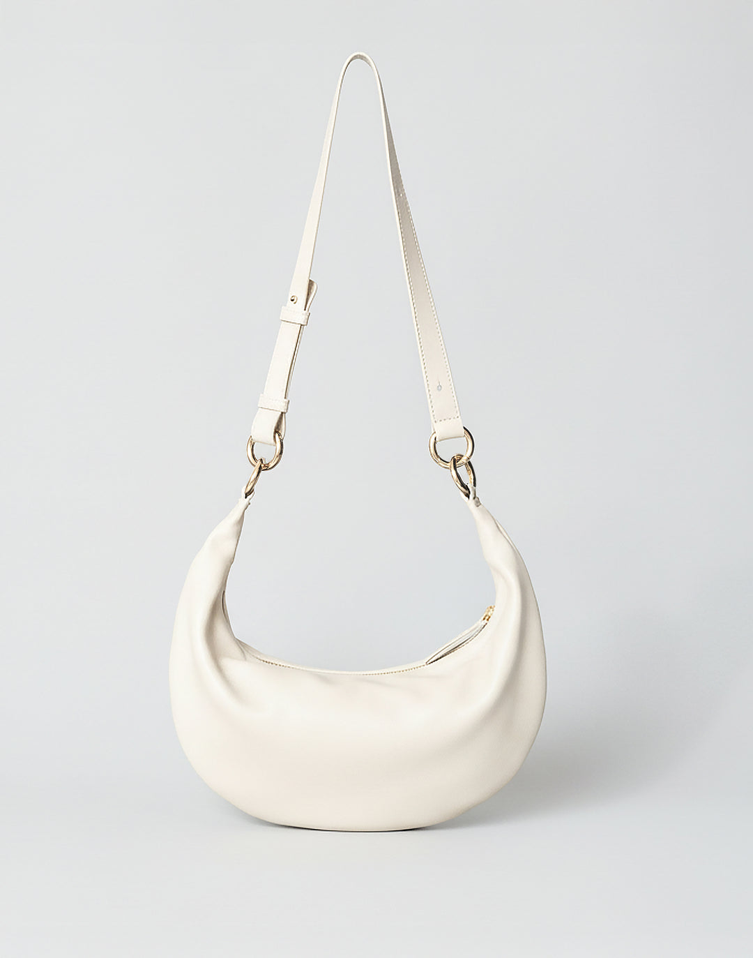 HYER GOODS convertible crossbody hobo  crescent bag Piccola ring bag #color_off-white