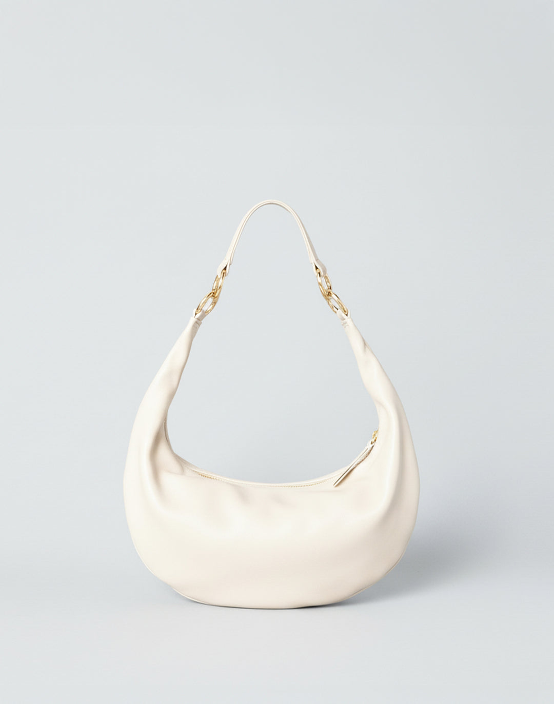 HYER GOODS convertible crossbody hobo  crescent bag Piccola ring bag #color_off-white