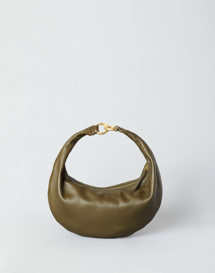 HYER GOODS convertible crossbody hobo  crescent bag Piccola ring bag olive green #color_olive