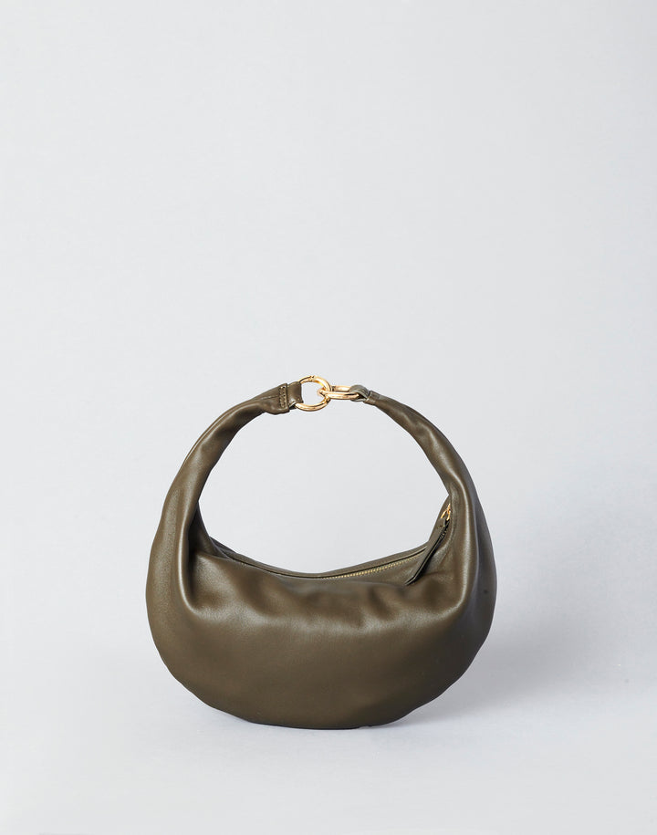 HYER GOODS convertible crossbody hobo  crescent bag Piccola ring bag olive green #color_olive