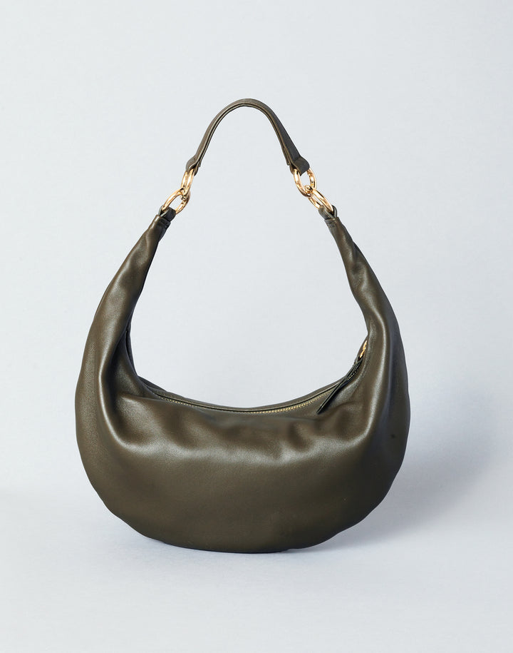 HYER GOODS convertible crossbody hobo  crescent bag Piccola ring bag olive green #color_olive