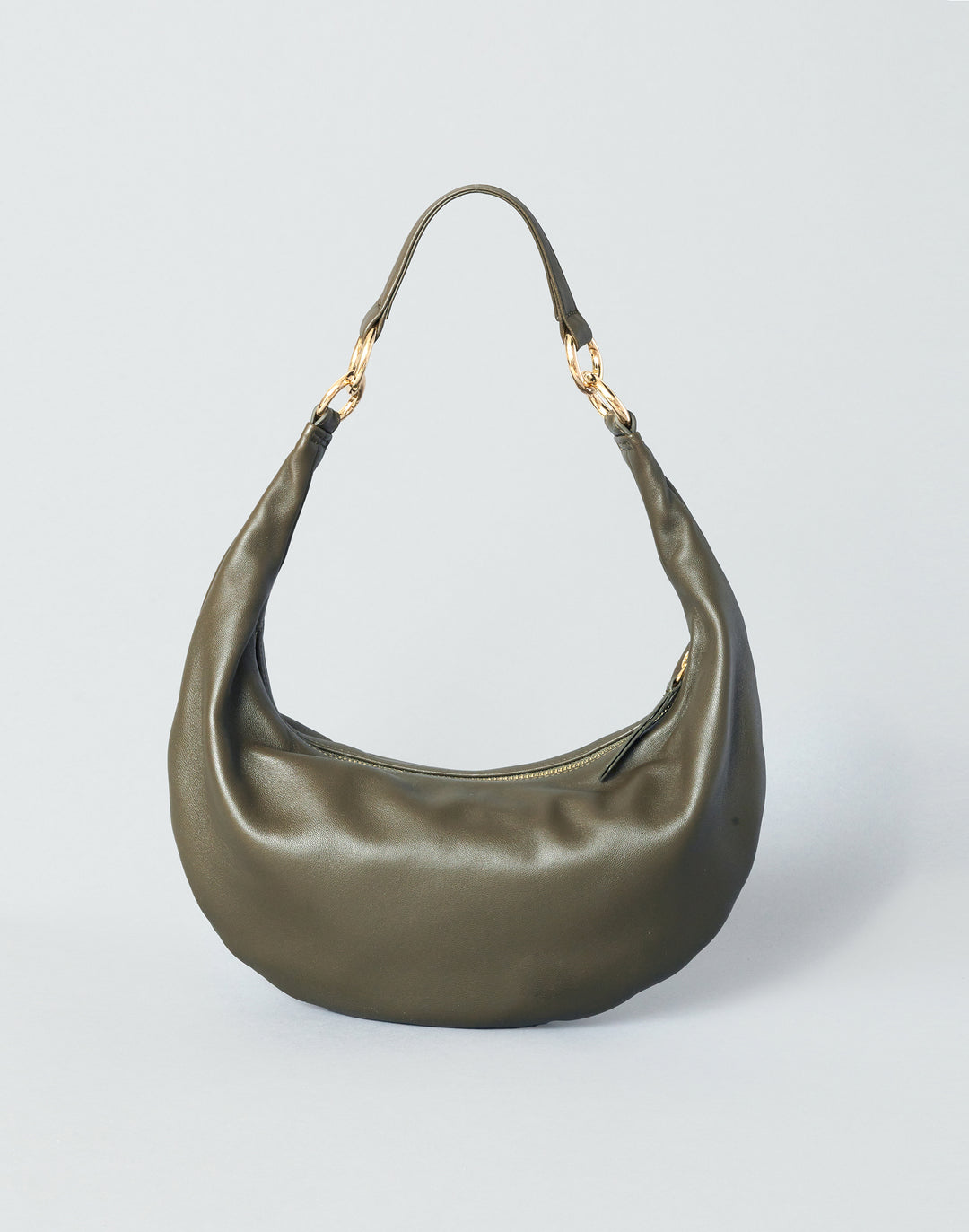HYER GOODS convertible crossbody hobo  crescent bag Piccola ring bag #color_olive