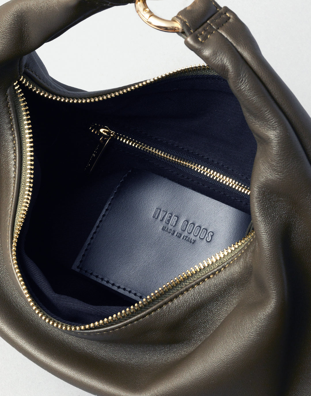 HYER GOODS convertible crossbody hobo  crescent bag Piccola ring bag #color_olive
