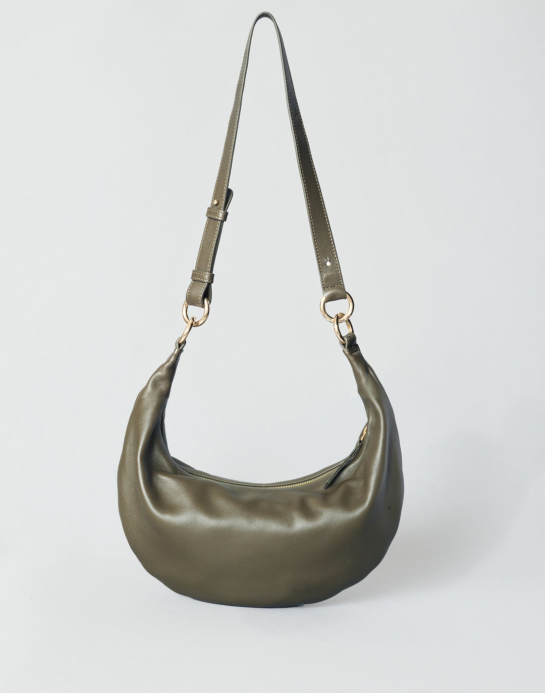 HYER GOODS convertible crossbody hobo  crescent bag Piccola ring bag #color_olive