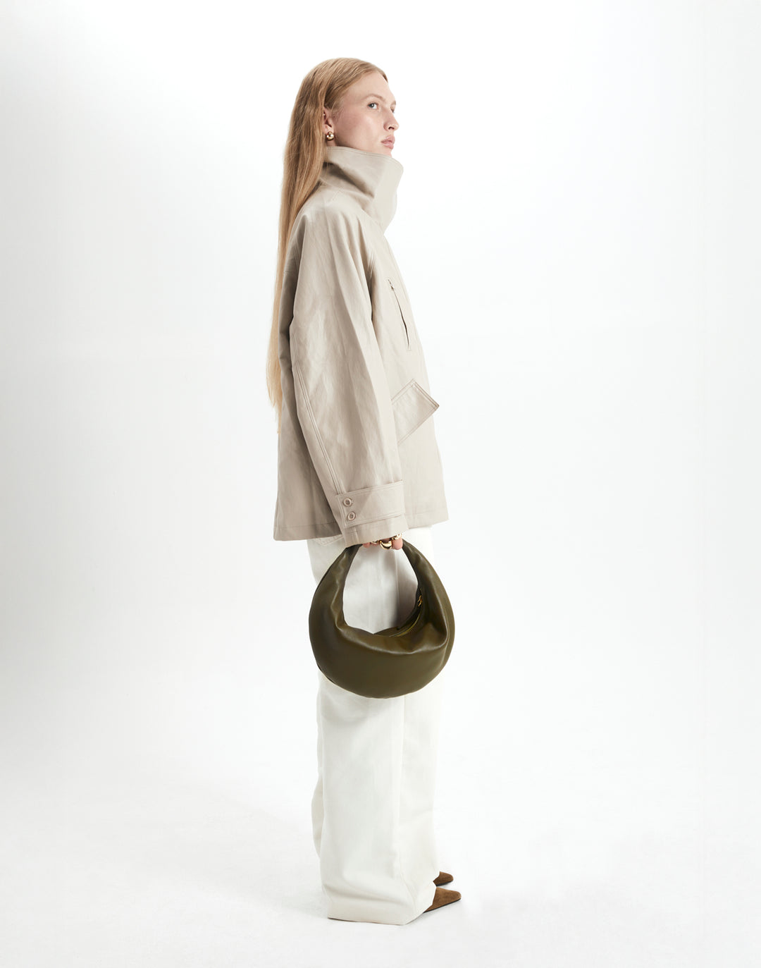 HYER GOODS convertible crossbody hobo  crescent bag Piccola ring bag #color_olive