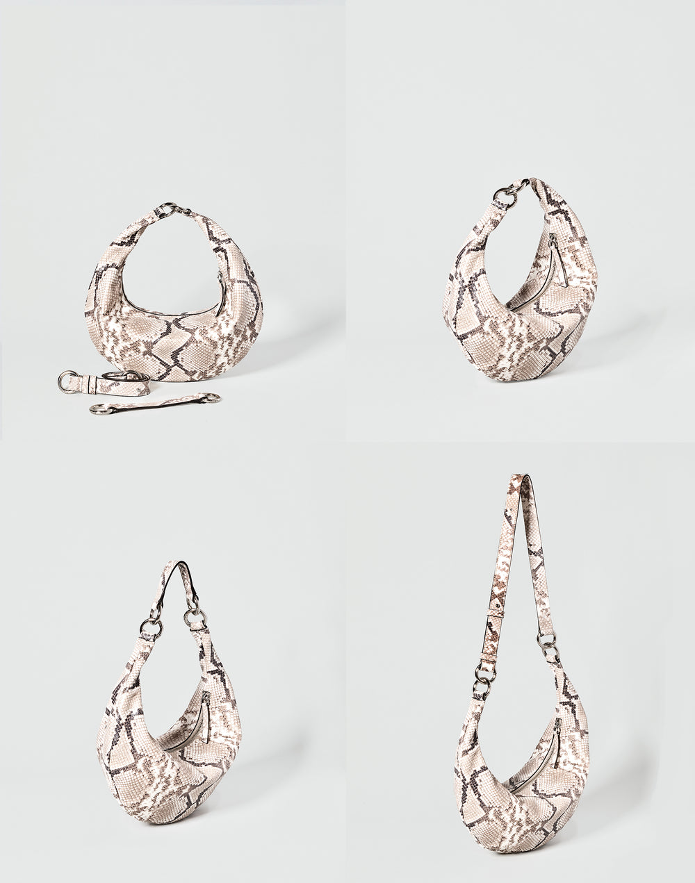 HYER GOODS convertible python crossbody hobo crescent bag Piccola ring bag #color_python-no-2