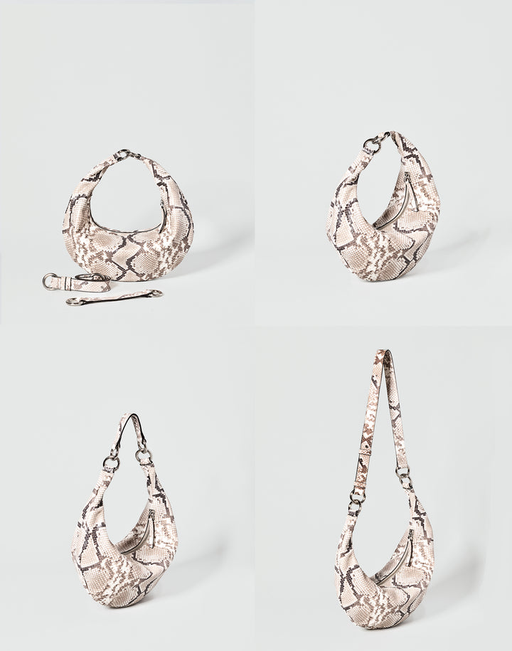 HYER GOODS convertible python crossbody hobo crescent bag Piccola ring bag #color_python-no-2