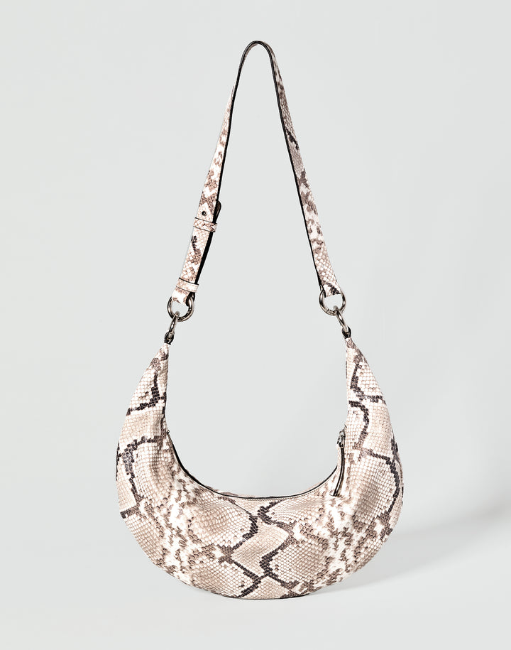 HYER GOODS convertible python crossbody hobo crescent bag Piccola ring bag #color_python-no-2
