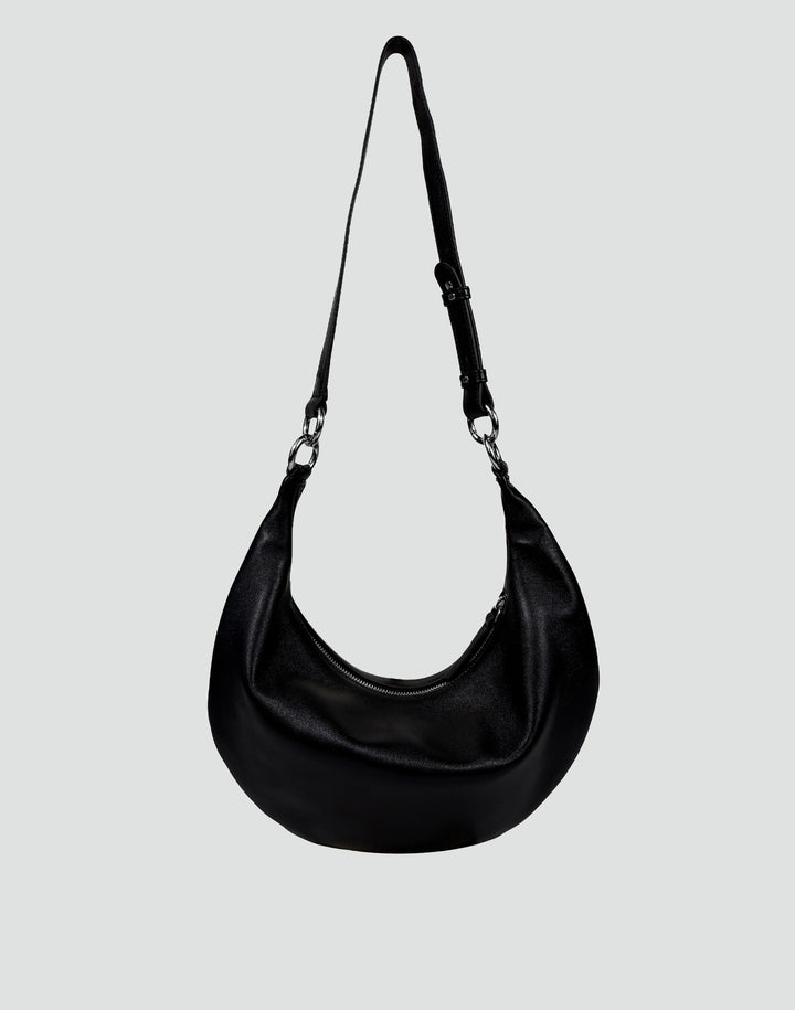 HYER GOODS convertible crossbody hobo Piccola ring bag #color_black-silver