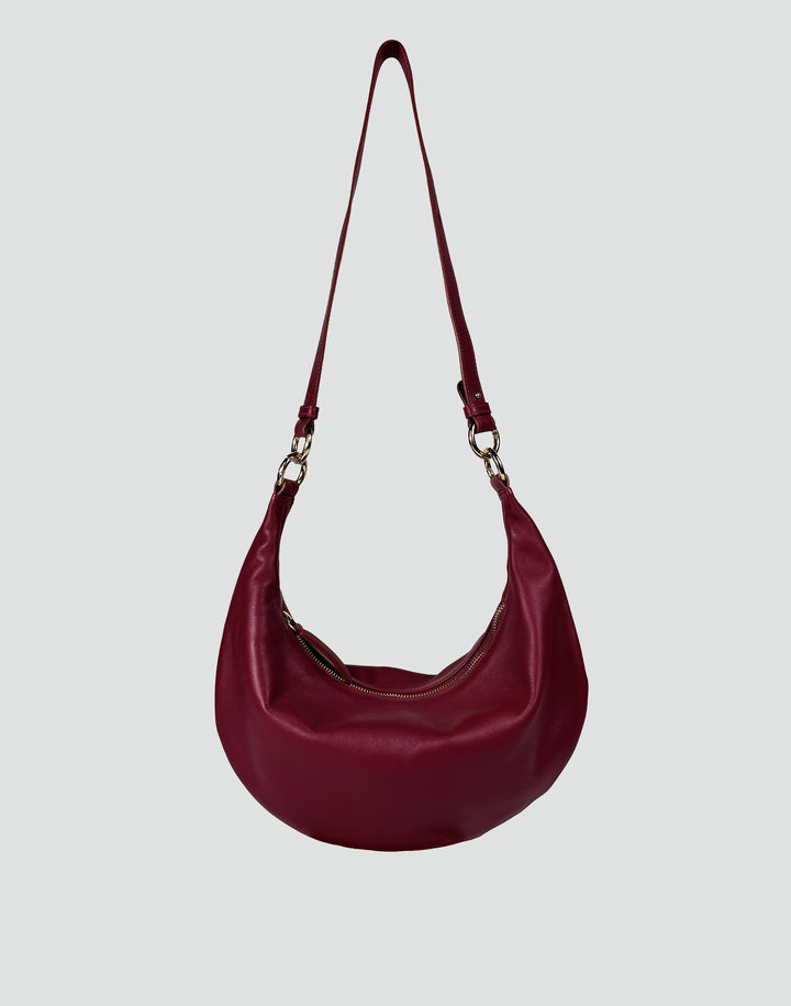 HYER GOODS convertible crossbody hobo Piccola ring bag #color_dark-cherry-red