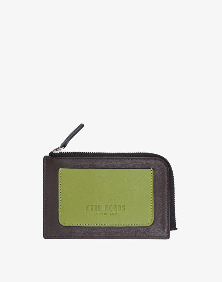 Hyer Goods_Piccolo Zipper Card Wallet Italian Leather_Vert Anis Lime Green Colorblock#color_vert-anis-multi