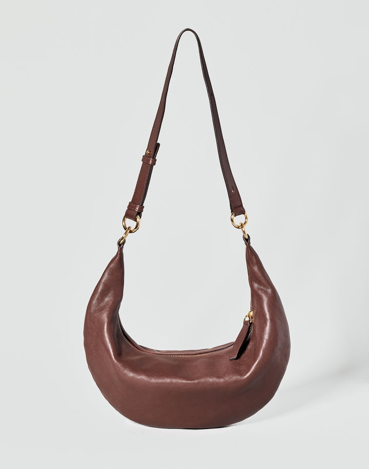 hyer goods ring bag convertible leather crossbody crescent bag#color_bordeaux-vintage