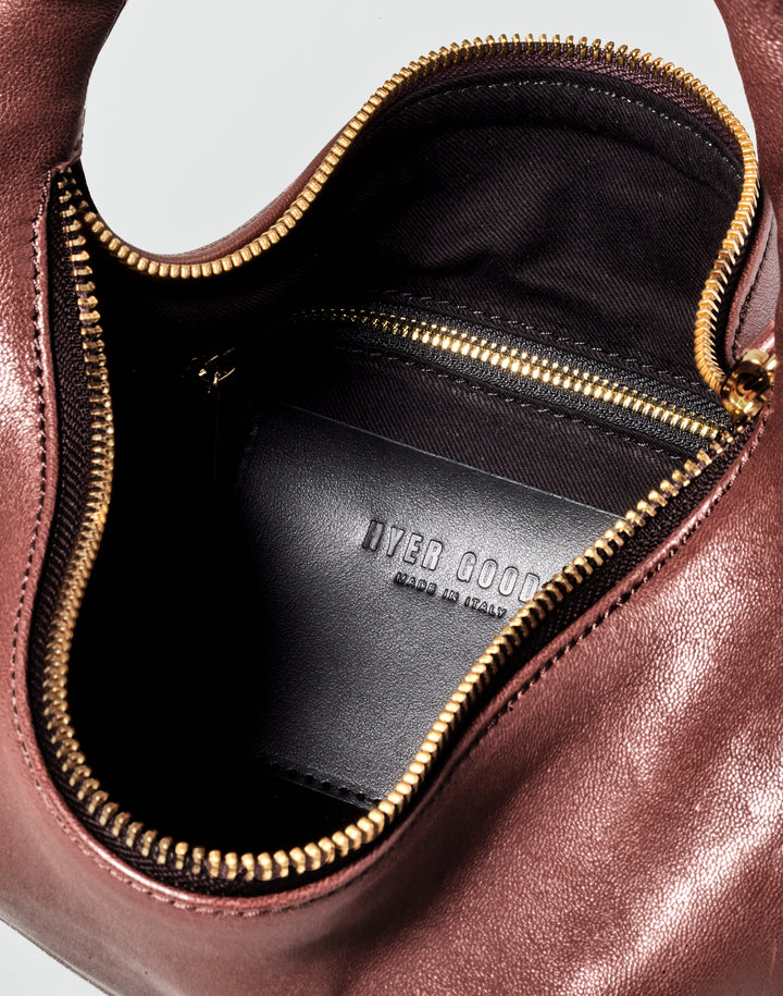 hyer goods ring bag convertible leather crescent bag inside pockets#color_bordeaux-vintage
