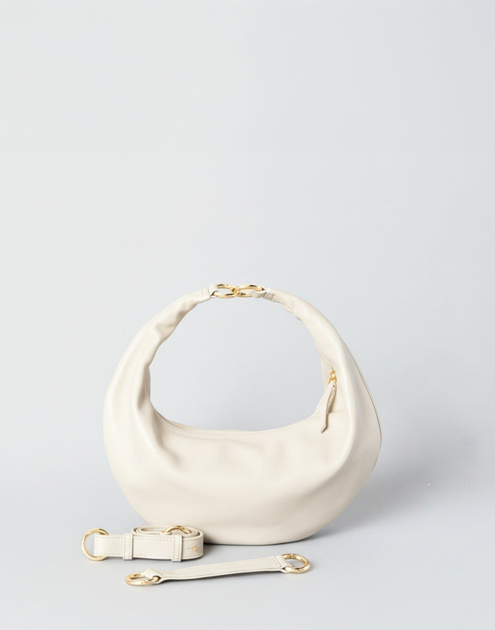 hyer goods ring bag convertible leather hobo bag#color_off-white