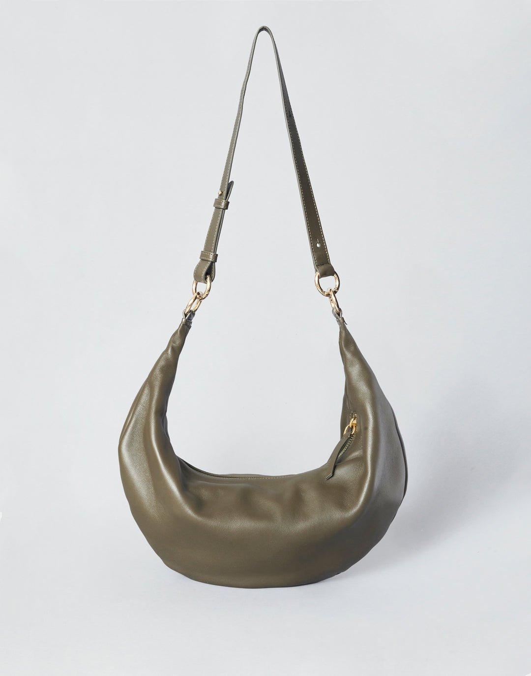 hyer goods ring bag convertible leather hobo crescent bag#color_olive