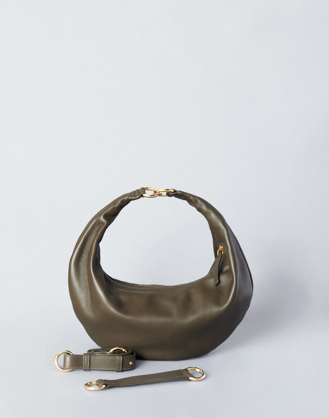 hyer goods ring bag convertible leather hobo crescent bag #color_olive