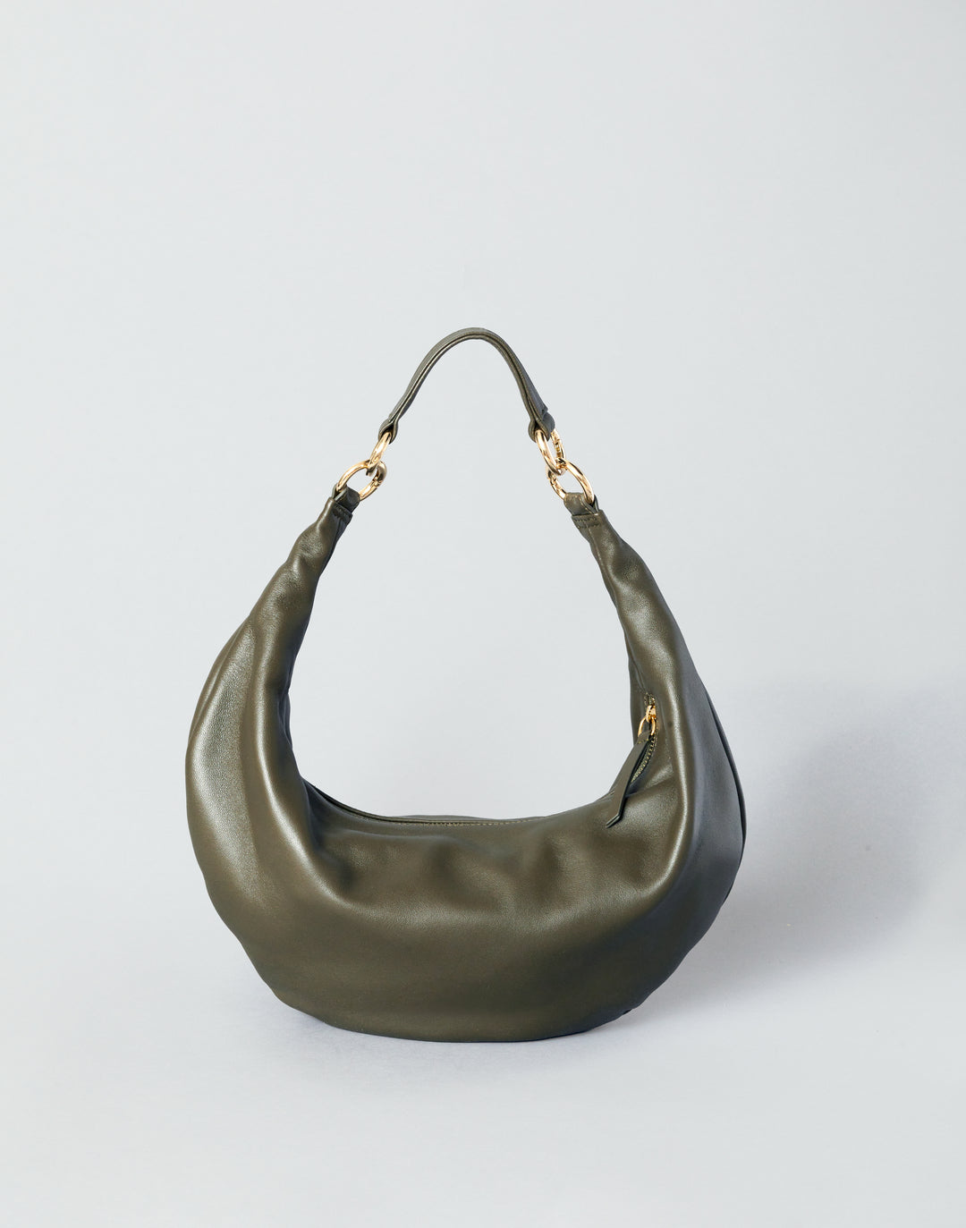 hyer goods ring bag convertible leather hobo crescent bag#color_olive