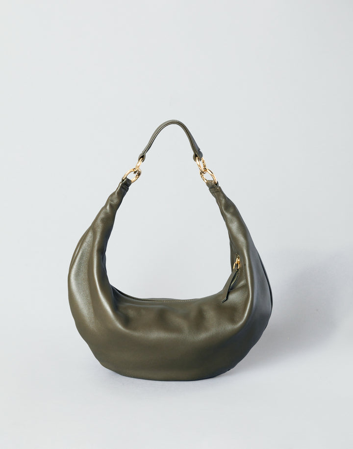 hyer goods ring bag convertible leather hobo crescent bag#color_olive