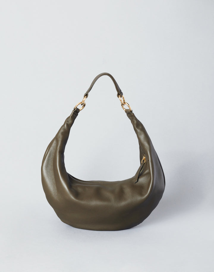 hyer goods ring bag convertible leather hobo crescent bag #color_olive