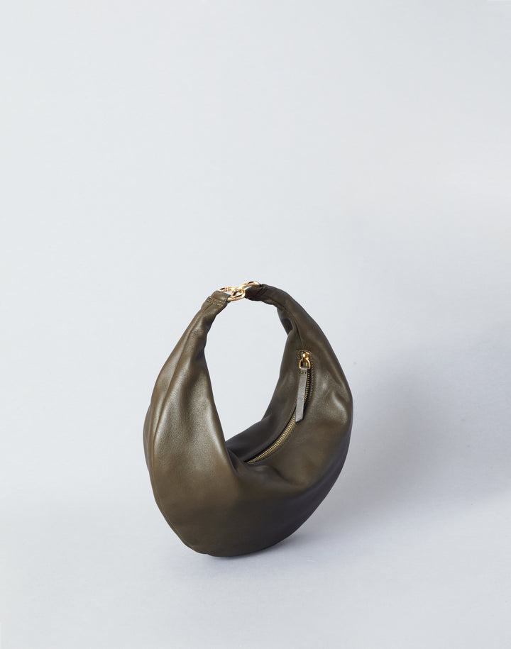 hyer goods ring bag convertible leather hobo crescent bag #color_olive