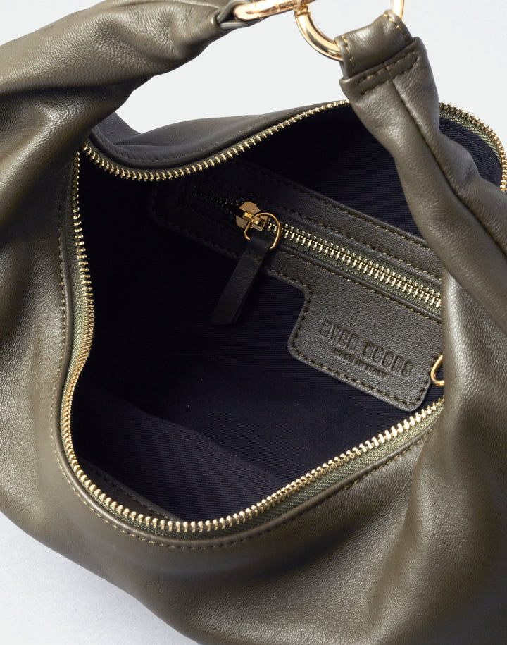 hyer goods ring bag convertible leather hobo crescent bag #color_olive