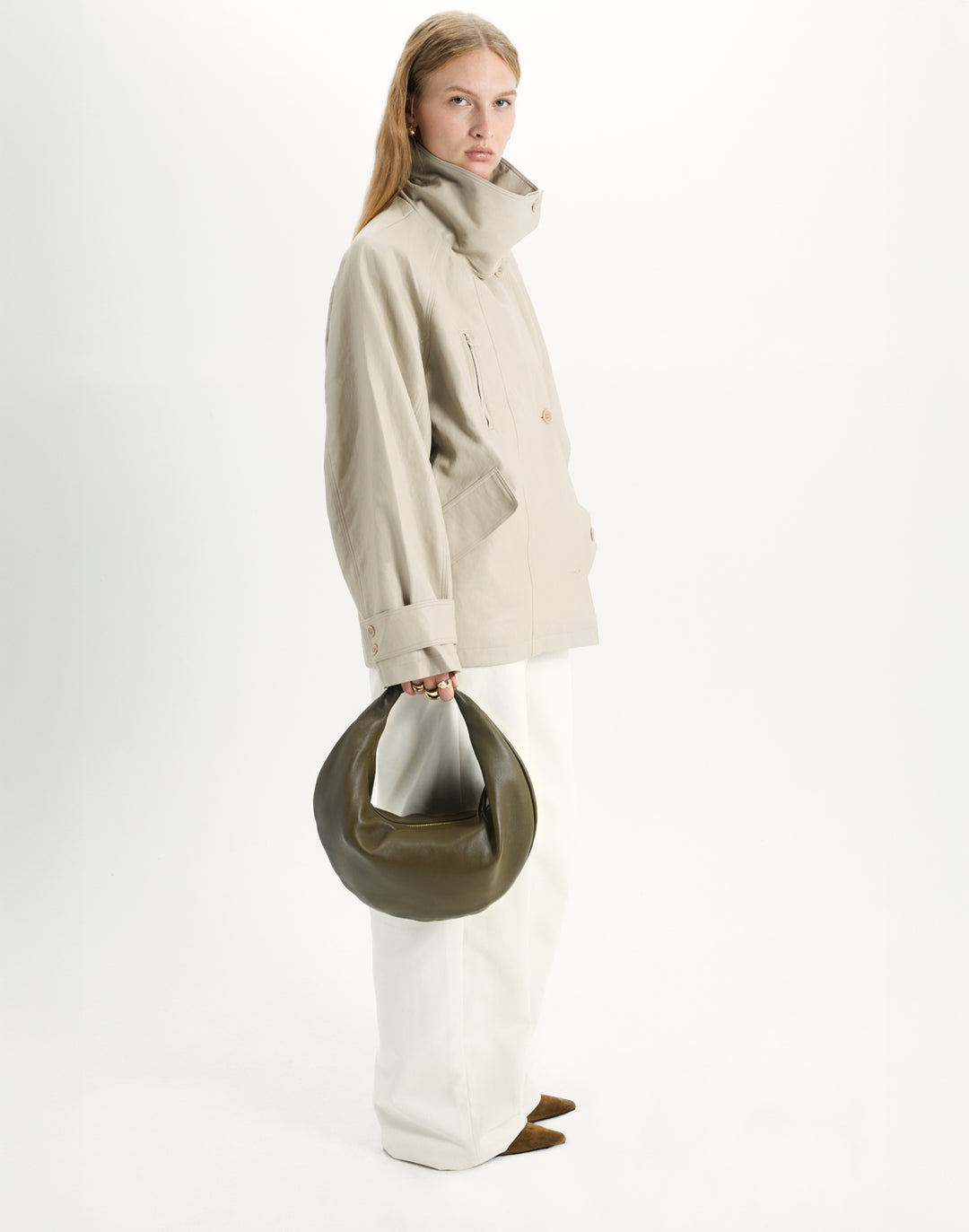 hyer goods ring bag convertible leather hobo crescent bag#color_olive