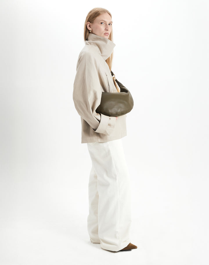 hyer goods ring bag convertible leather hobo crescent bag#color_olive
