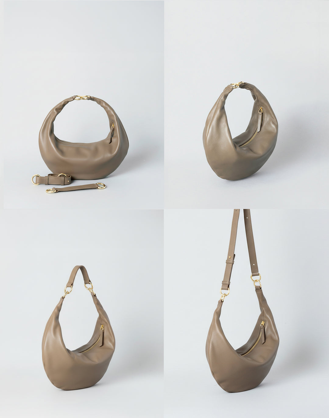 hyer goods ring bag convertible leather crescent bag#color_taupe